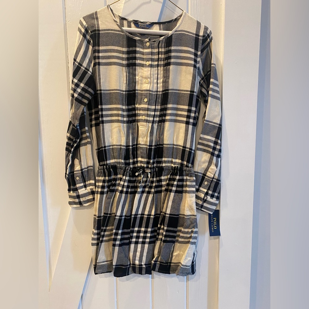 Polo by Ralph Lauren girls tartan plaid cotton dress size 16 NWT